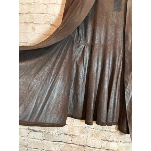 Joseph Ribkoff Top Womens 8 Dark Chocolate Faux Suede Open Front Lagenlook - Picture 12 of 13
